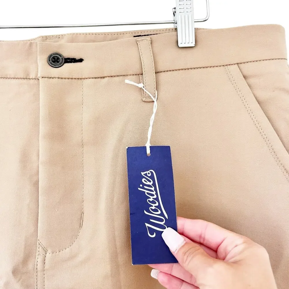 Woodies Tan Flat Front Pants 37x31